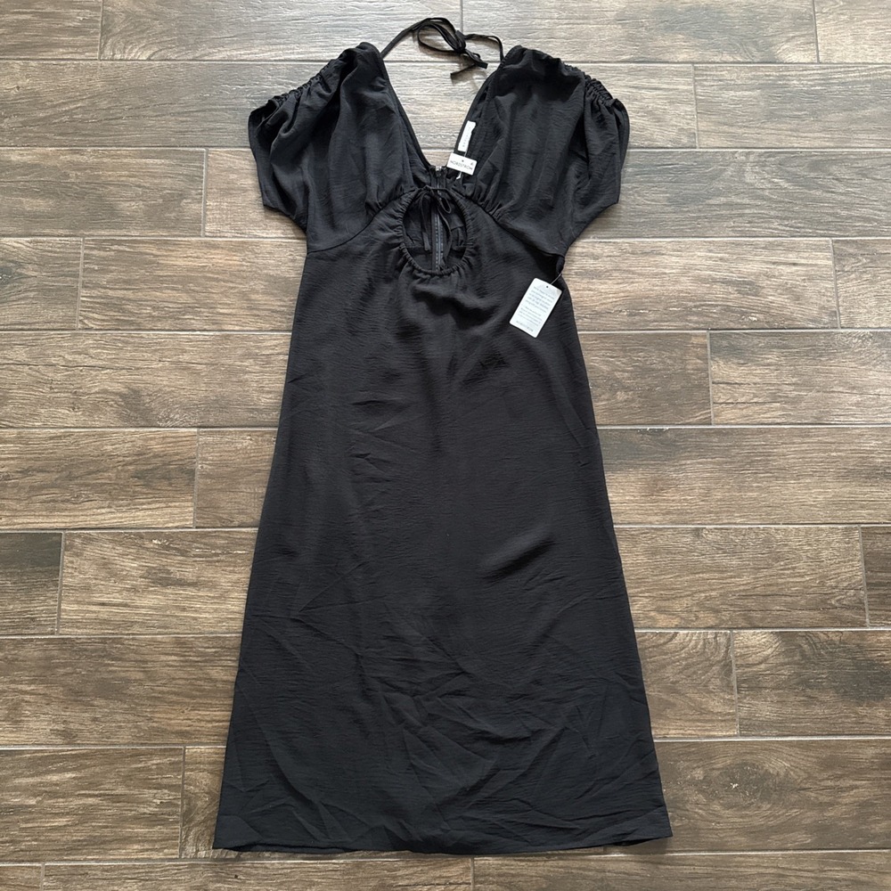 Socialite Maxi Dress Women Large Black Puff Sleeve Empire Waist NWT Nordstrom